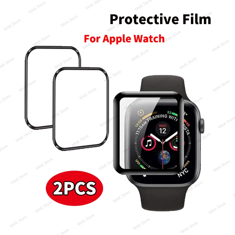 Фото Защитная пленка для экрана Apple Watch 44 мм, 45 мм, 49 мм, 46 мм, 41 мм, 38 мм, 42 мм, HD, мягкая, полноразмерная, для iWatch серий 6, 5, 3, 8, 7, 9, SE, 40 мм №1