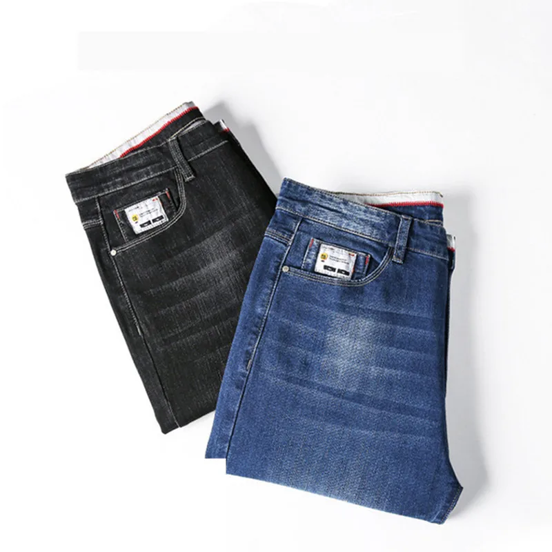 Мужские джинсы-карандаш Черные классические джинсовые брюки размера плюс 140 кг 44