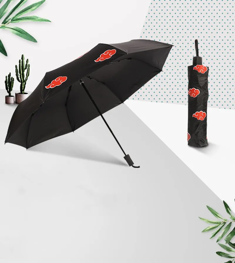 Anime Ninja Folding Umbrella Akatsuki Deidara Kakuzu Orochimaru Cartoon Red Cloud Sunny Umbrella Sunshade Cosplay Props Gift