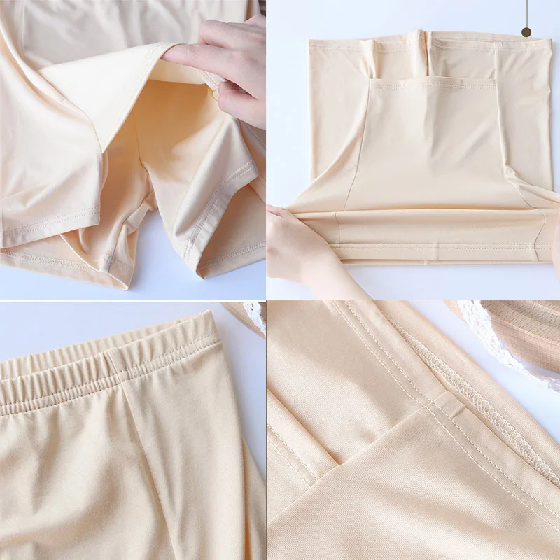 High Waist Safety Pants Boxer Women Ice Silk Thin Sliming Fit Women's Summer Shorts Double Layer Seamless Skirt Shorts