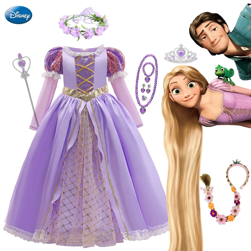 

Платье в стиле Рапунцель для косплевечерние принцессы платье для девочек диснеевские спутанные платья для Хэллоуина вечеринки детское пла...