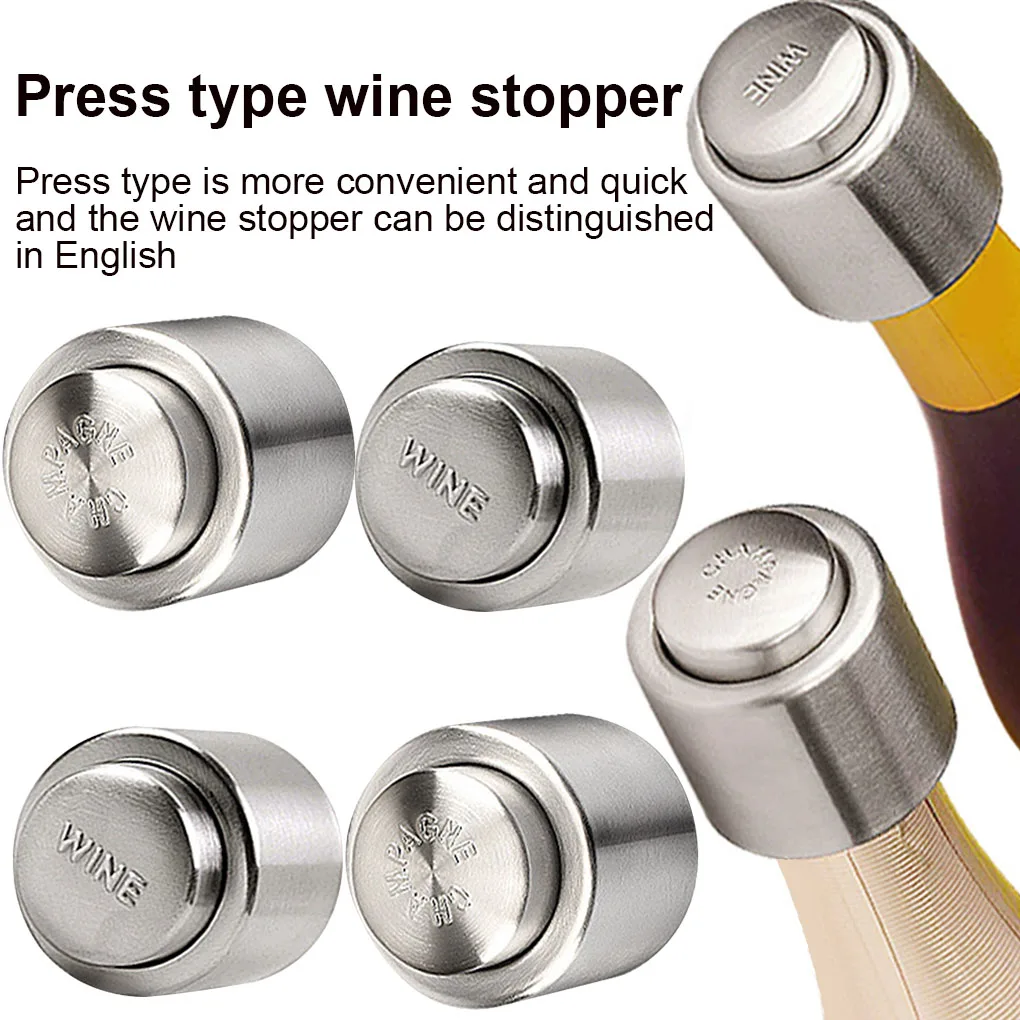 

Wine Bottle Stopper Stainless Steel Fresh Keeping Champagne Sealer Resealable Leak-Proof Cap Champagne Stopper Red Wine Stopper