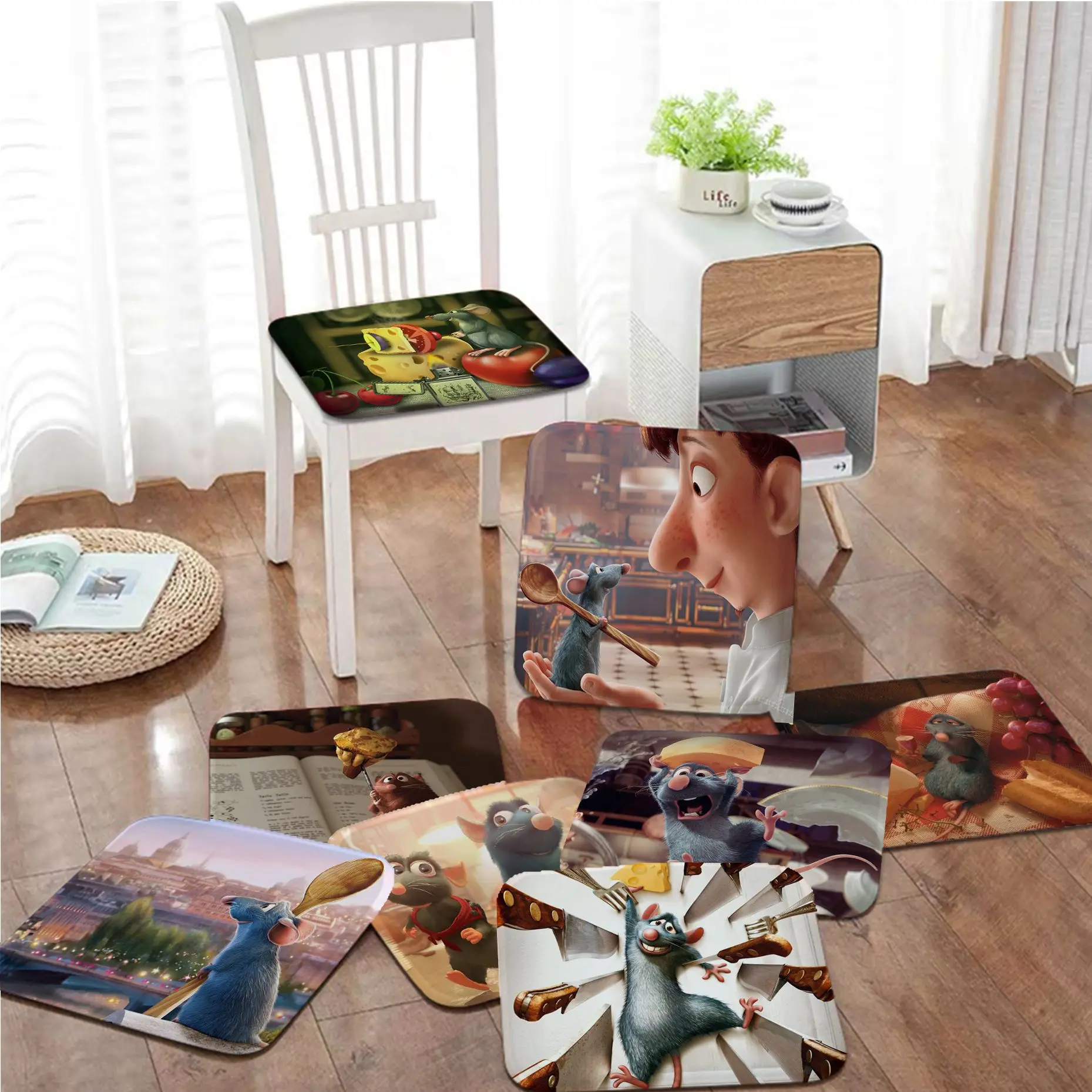

Disney Ratatouille Four Seasons Stool Pad Patio Home Kitchen Office Chair Seat Cushion Pads Sofa Seat 40x40cm Chair Cushions