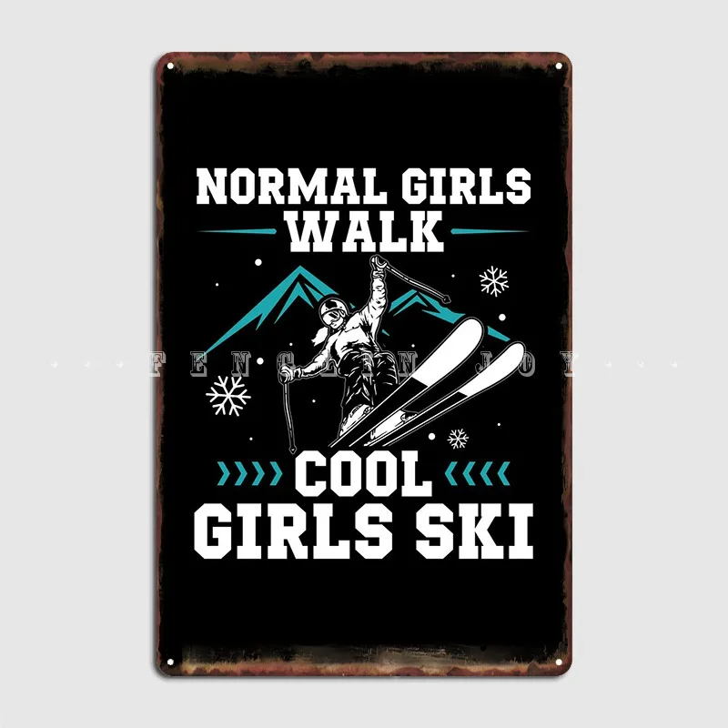 

Skiing Ski Gift For Girls Metal Sign Wall Decor Club Party Personalized Club Bar Tin Sign Poster