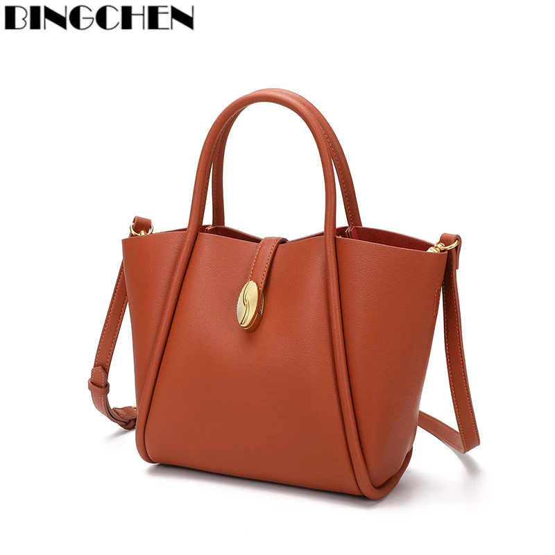 BINGCHEN 2022 New Wing Bag Luxury Designer Handbag Single Shoulder Messenger Women's Bag Large Capacity Handbag Leather Commuter