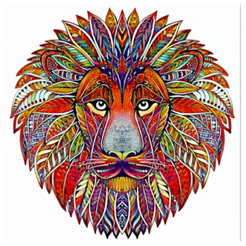 

Wooden Animal Puzzles Jigsaw for Adults Unique Colorful Lion Puzzle DIY Holiday Gift Interactive Games Educational Toy for Kids