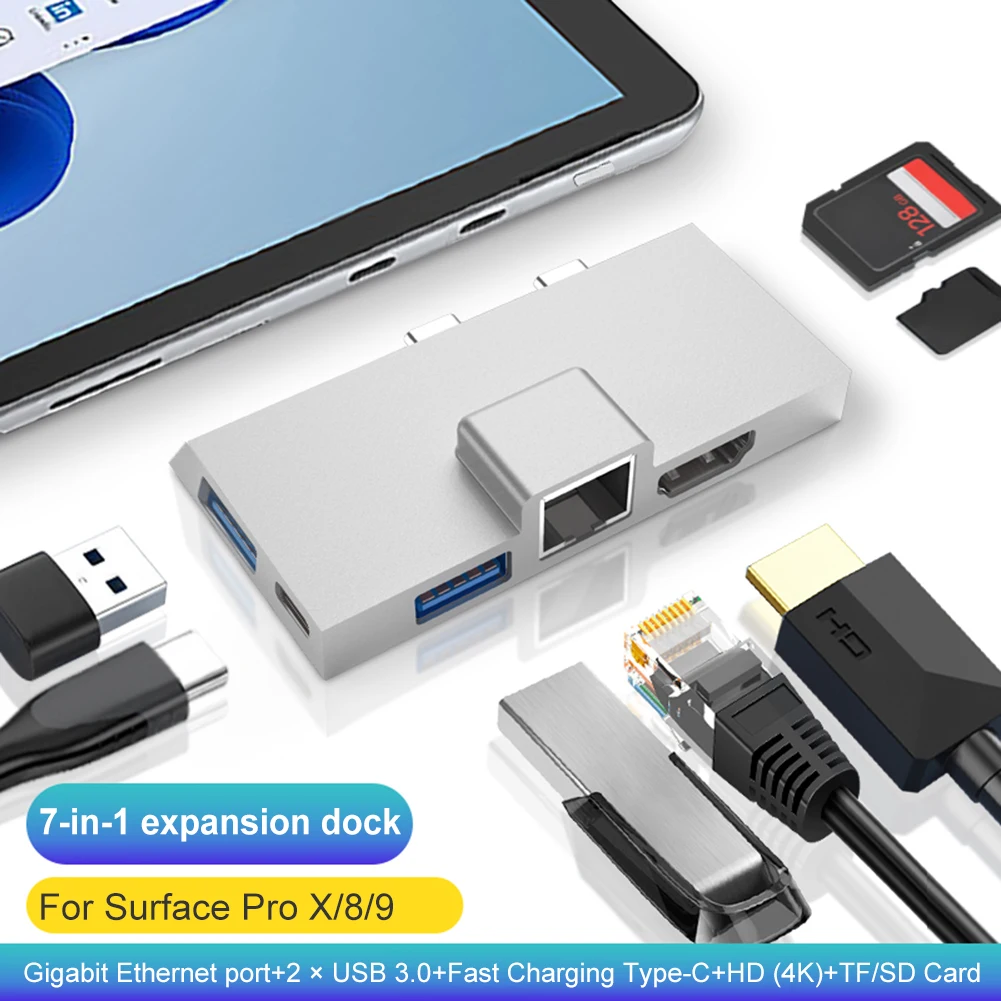 

Разветвитель 7 в 1, USB 3,0, RJ45, Тип C, HDMI