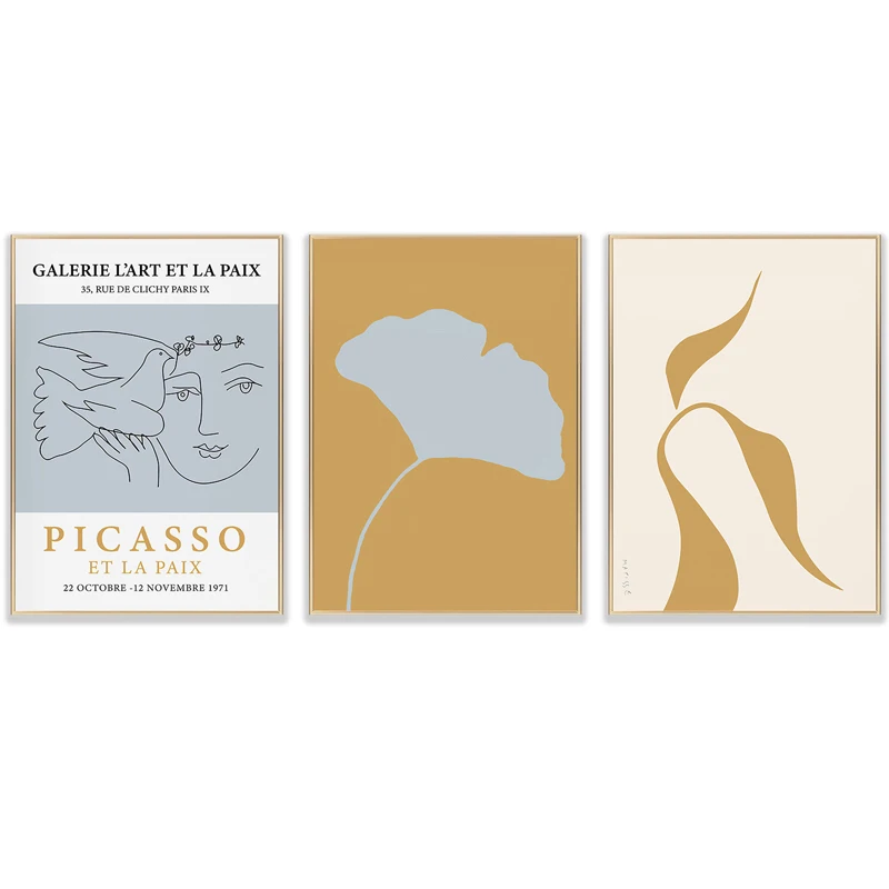 

Abstract Picasso Art Face Line Ginkgo Canvas Painting Nordic Flower Matisse Poster and Print Wall Picture for Living Room Aisle