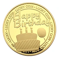 golden lucky coin text wish you many years full of health love and happiness four leaf clover pattern happy birthday gift