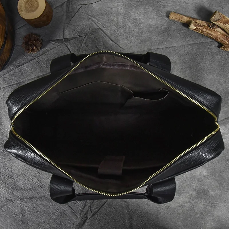 15-In Laptop Bags For Men Genuine Leather Business Briefcase Cowhide One Shoulder Crossbody Tote Bag Men's Executive Briefcase