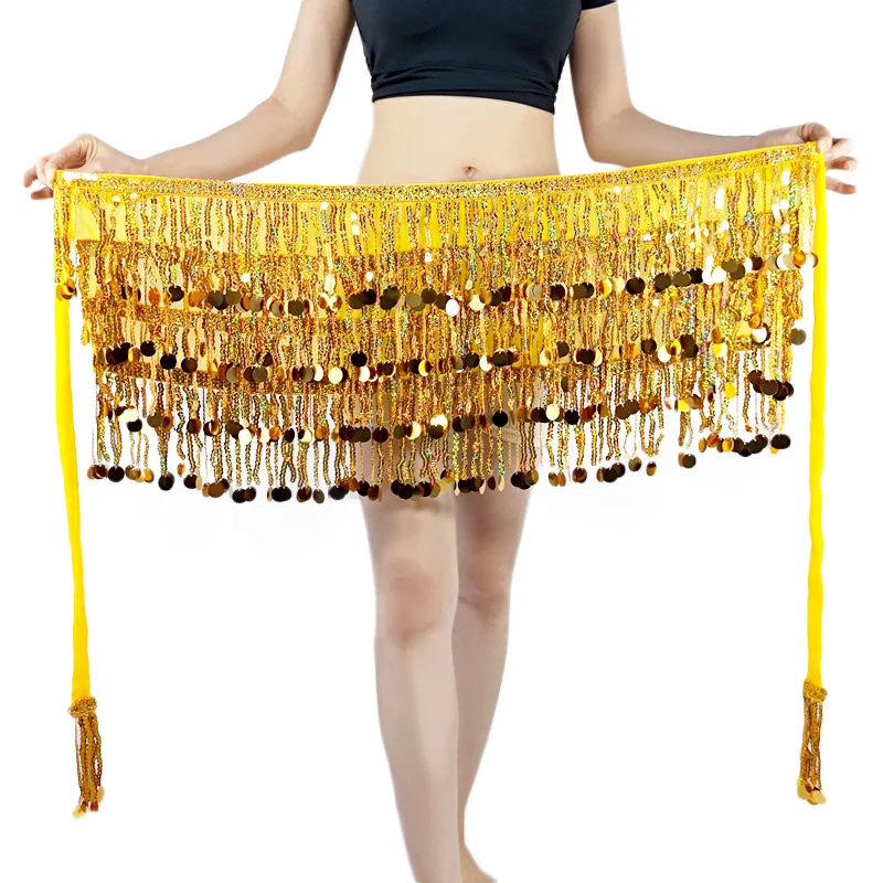 

Newest Multi layer sequin tassel belly dance stage performance wear hip scarf