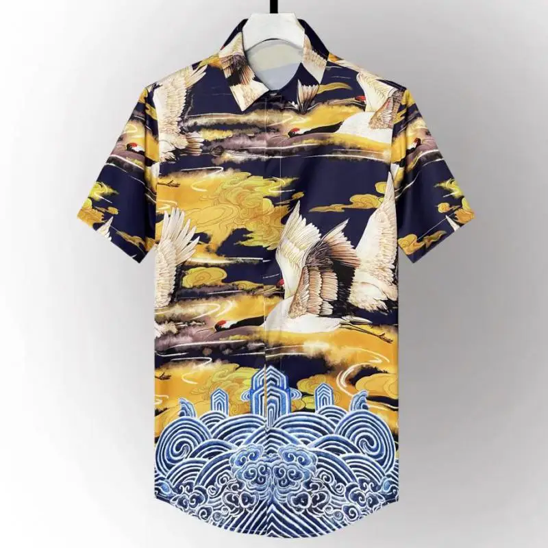 

2022 Men Shirt Luxury Allover Printed Short Sleeve Mens Shirt Chemise Homme Plus Size 4xl Fashion Casual Mens Casual Shirts