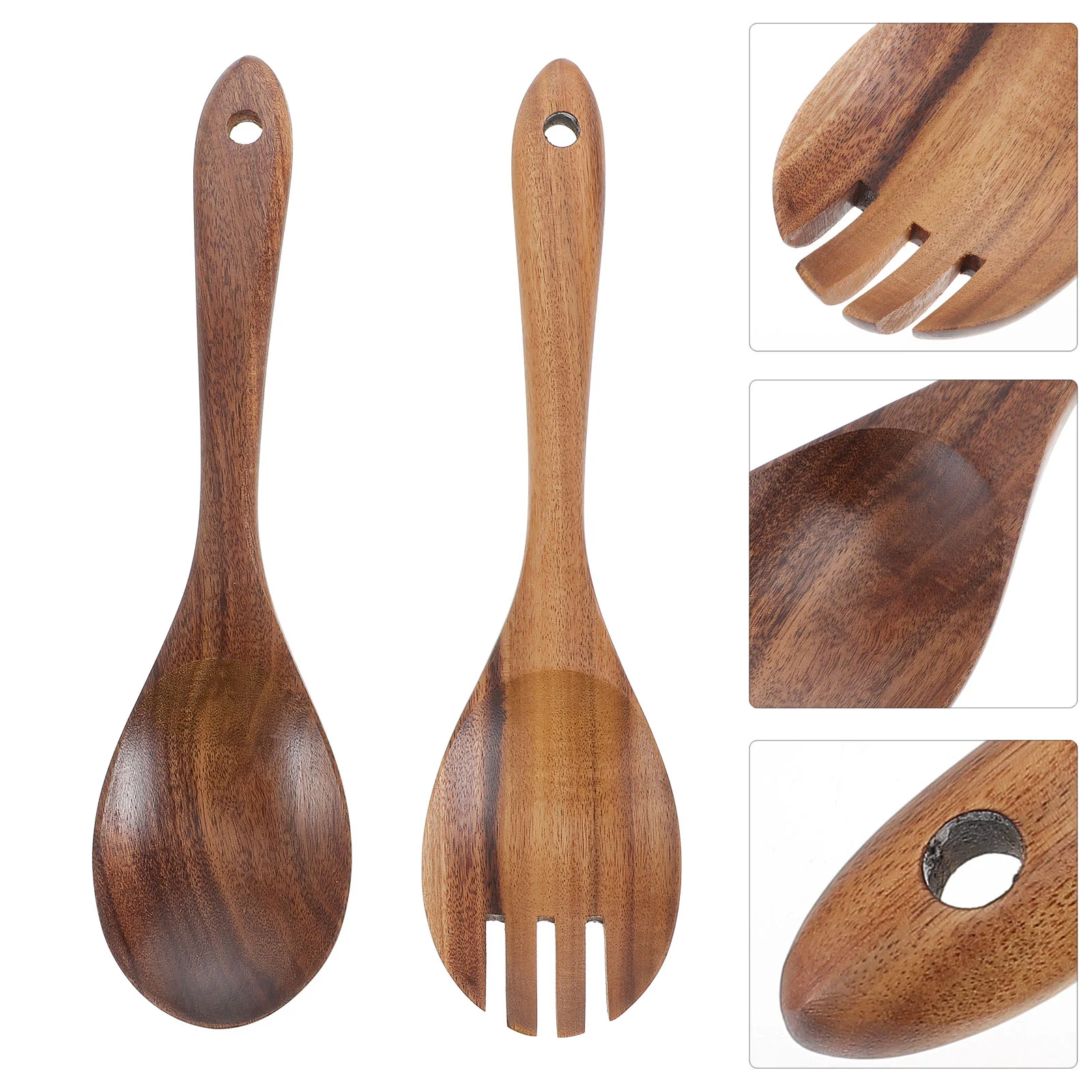 

Wooden Spoon Spoons Set Asian Rice Tableware Flatware Stirring Mixing Cereal Snack Dinner Servers Salad Fruit Utensils