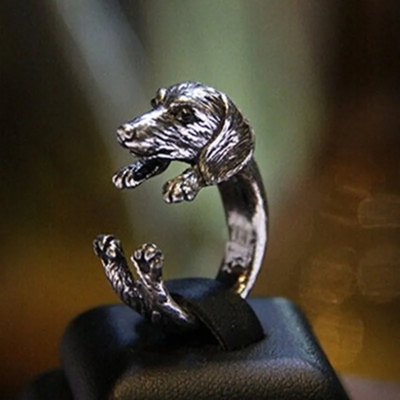 Retro 3D Beagle&German Shepherd&Schnauzer Dog Ring Women Anel Punk Style Rings For Men Wrap Animal Rings Anniversary Bijoux Gift images - 6