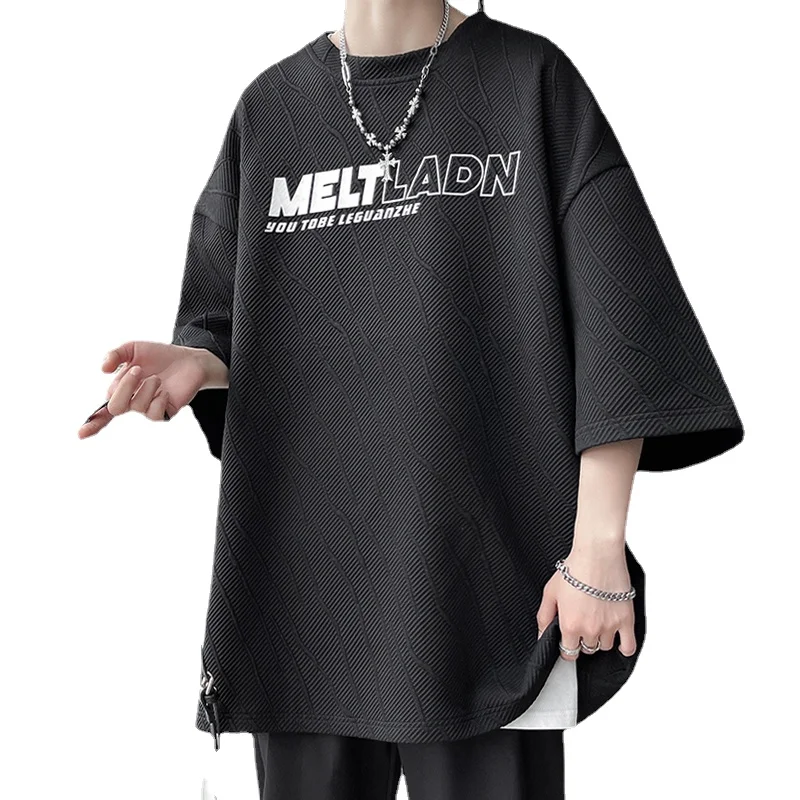 

Футболка мужская с коротким рукавом и маленьким воротником, повседневная майка в американском стиле, летняя с надписью, большие размеры