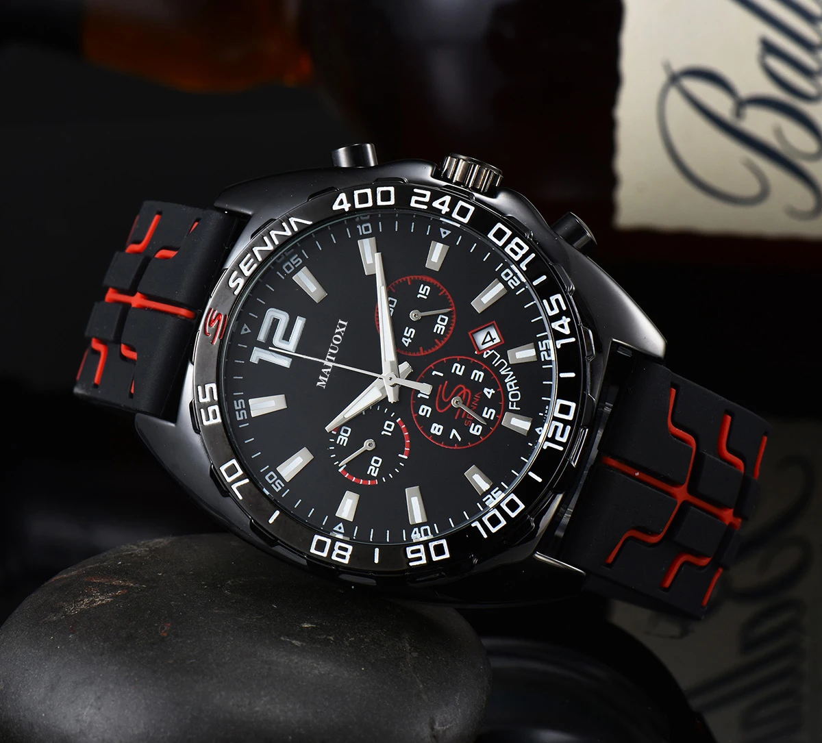 

Часы наручные мужские Кварцевые водонепроницаемые, брендовые роскошные классические спортивные с силиконовым ремешком, с хронографом