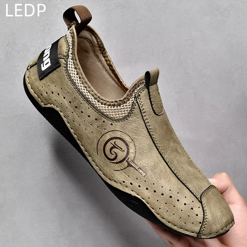 

Туфли мужские кожаные большого размера в виде осьминога, дышащие слипоны на толстой подошве, универсальные, с круглым носком, мягкая подошва, модные