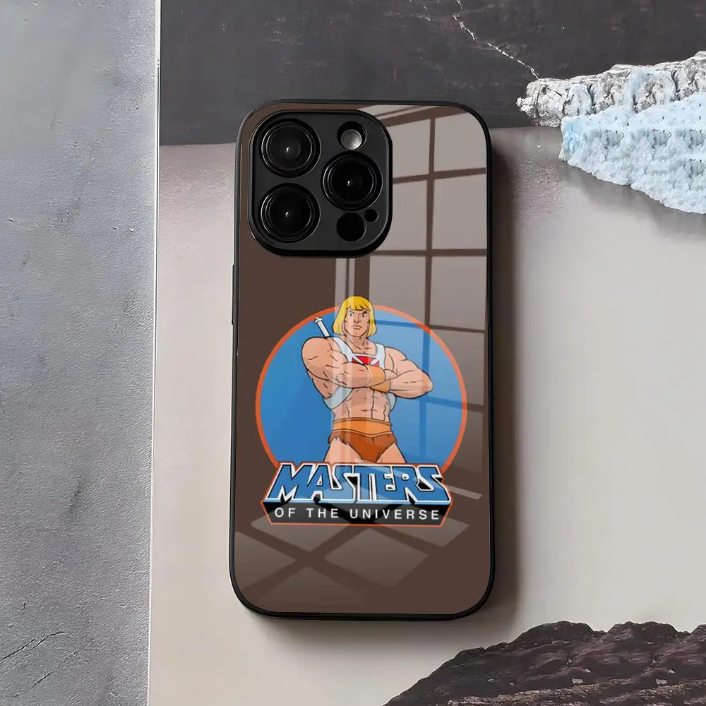 Фото Чехол H-He M-Man-S для iPhone 17 Air 16 E Pro Max 15 14 13 Mini 12 Pro 11 Max Plus, черный, стеклянный №5
