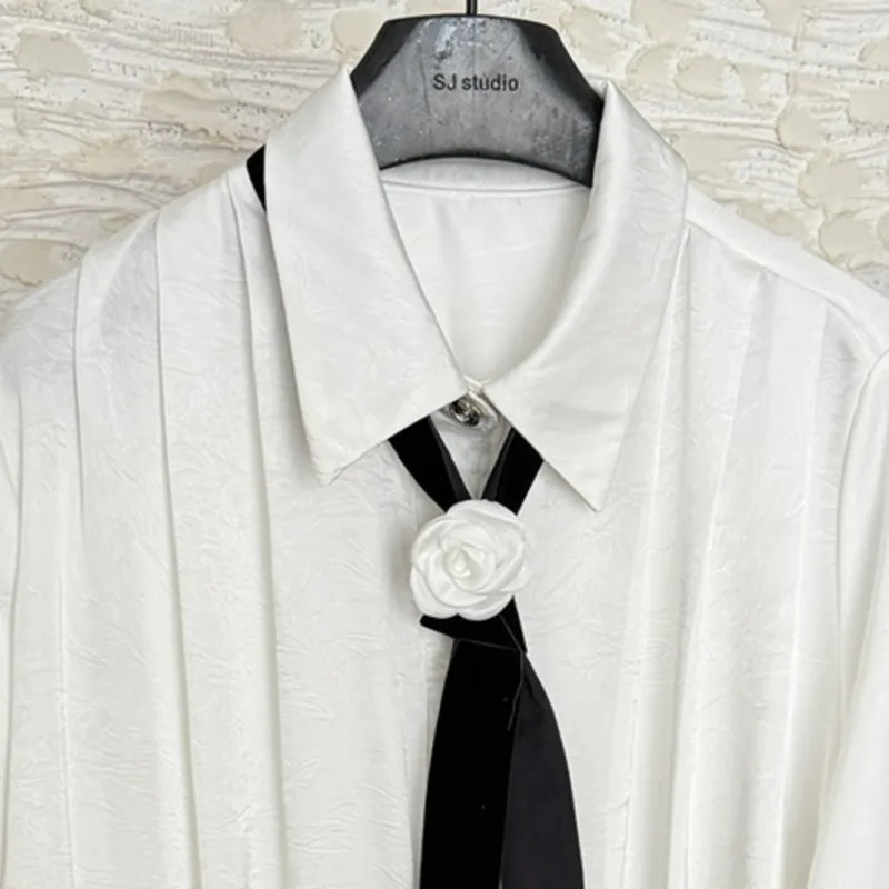 EWQ атласный белый с галстуком-рубашкой летние тонкие свободные солнцезащитные