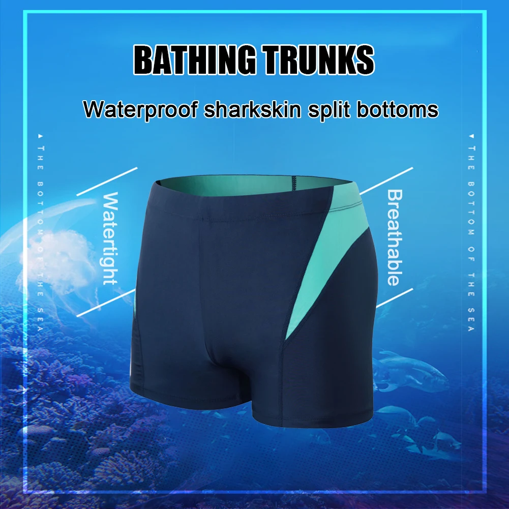 

Men Swim Trunk Male Waterproof Square Leg Swimwear Bathing Suit Quick Drying Breathable Lightweight Elastic for Sport Training