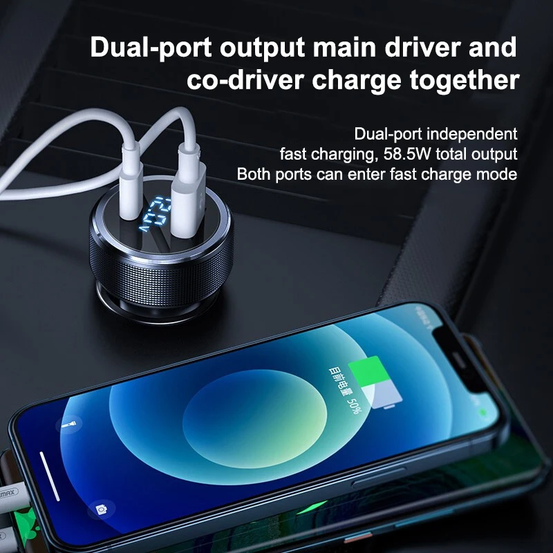 Автомобильное зарядное устройство 68 Вт PD USB Type C адаптер для быстрой зарядки