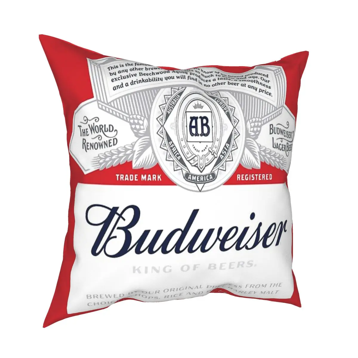 

Подушка Budweiser, искусственная подушка, декоративная квадратная наволочка, домашняя двухсторонняя декоративная детская подушка, 45x45 см