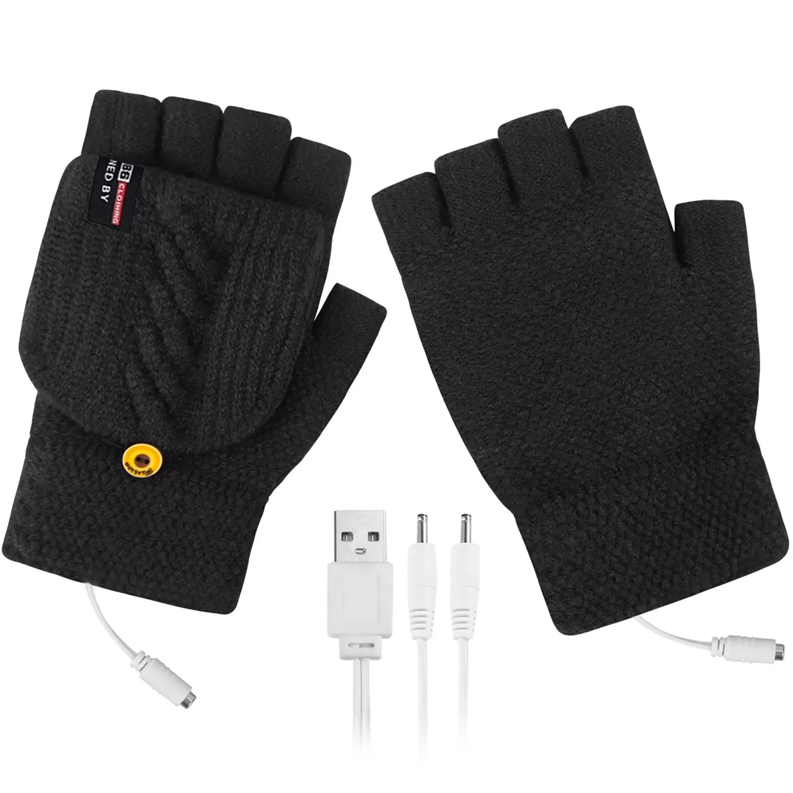 Heated Gloves Unisex Outdoor Winter Warmer Mittens Half Finger Gloves Double-sided Heating Clamshell Gloves #30