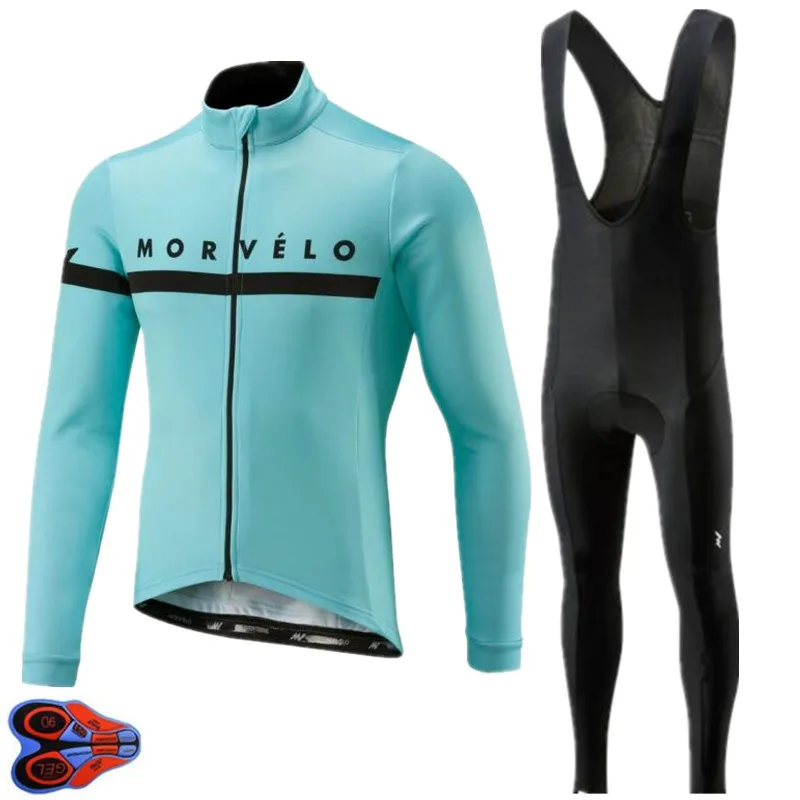 

9D GEL PAD 2018 Pro team Morvelo long sleeve Cycling Jersey pants Set Autumn Cycling Clothing Road Bike Jerseys Bib Pants kits