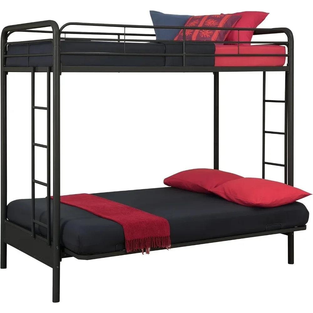 Металлическая двухъярусная кровать Twin over Futon черная