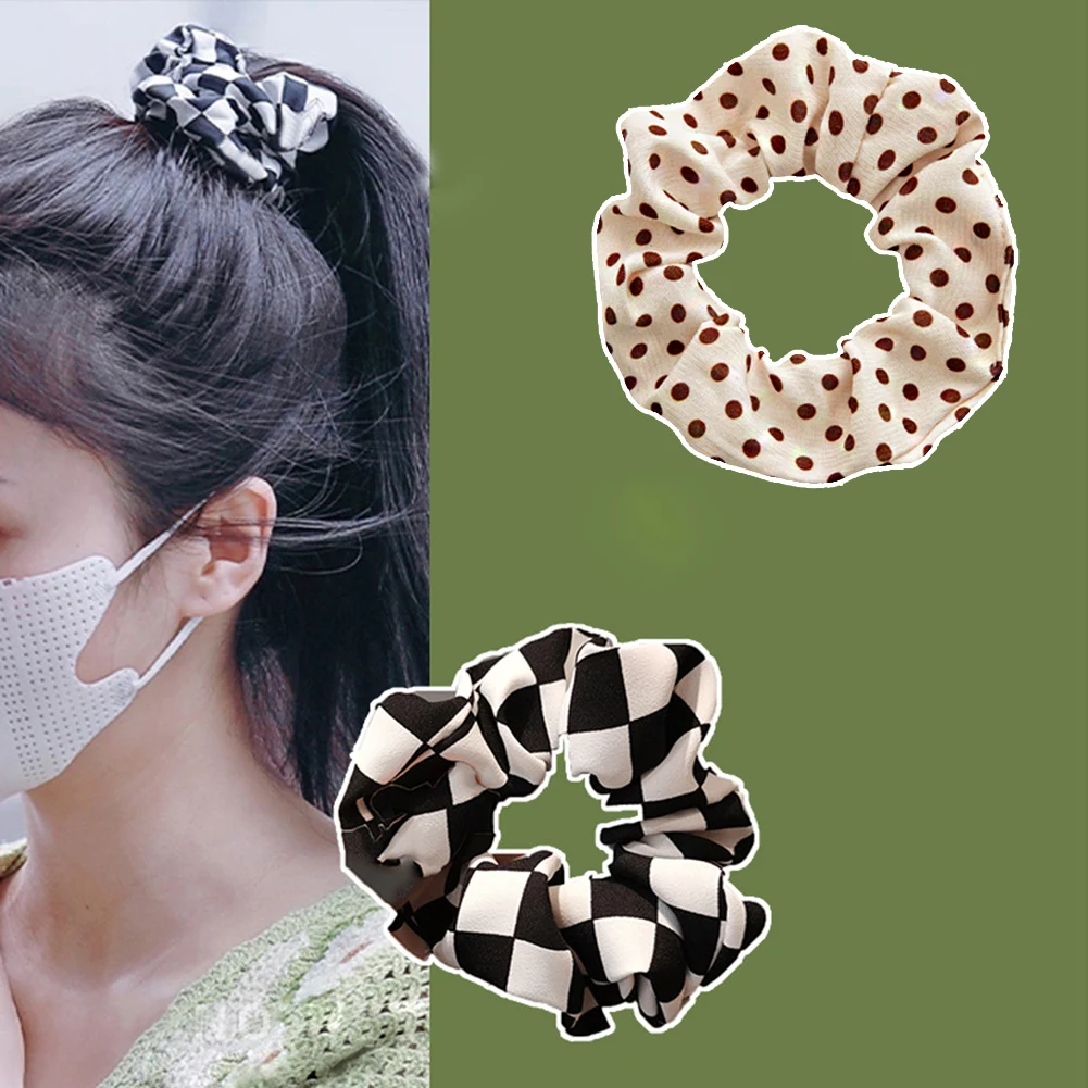 

1PC Women Cream Coffee Color Elastic Handmade Multicolor Hair Band Ponytail Holder Headband Hair Accessories