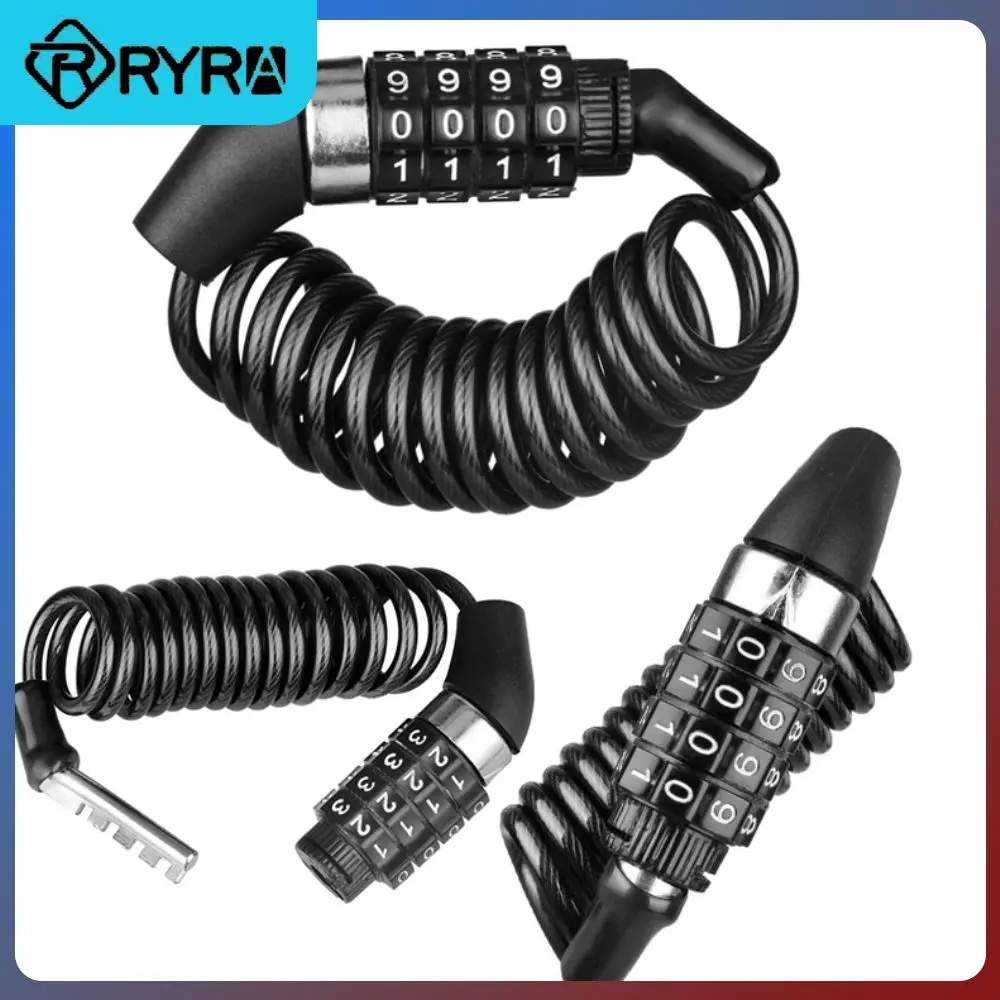 Wire Rope Chain Bike Code Lock Black Cipher Trunk Anti-prying 4-position Lock Anti-theft Abrasion Resistant Protable