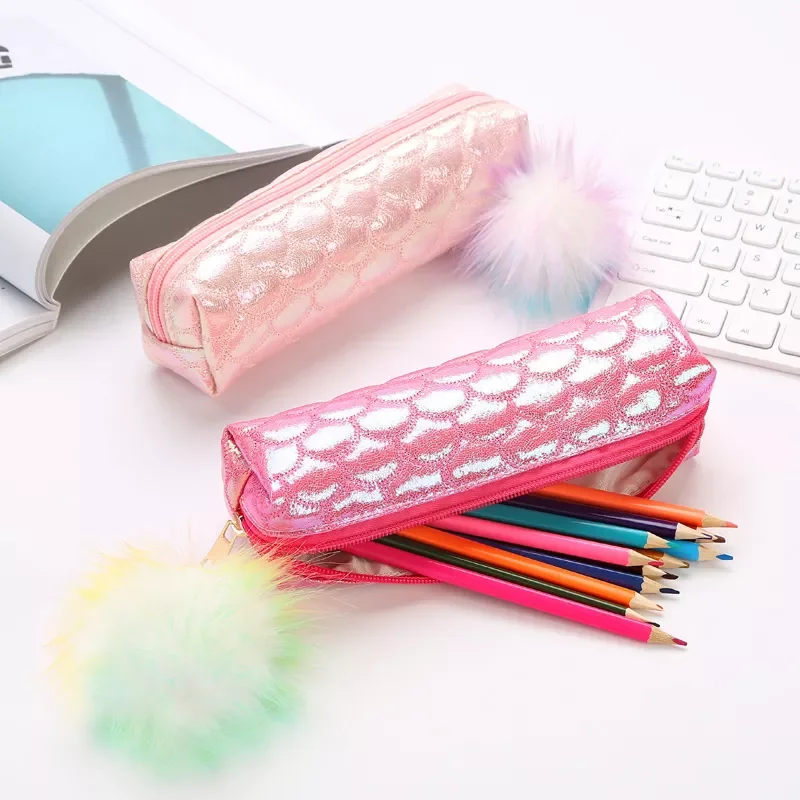 

Bag New Color Fur Ball Pen Bag PU Pen Bag Student Sequin Pen Bag Ladies Sequins