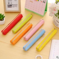 50pcs creative long polka dot candy color pencil bag students pen case school office stationery supplies