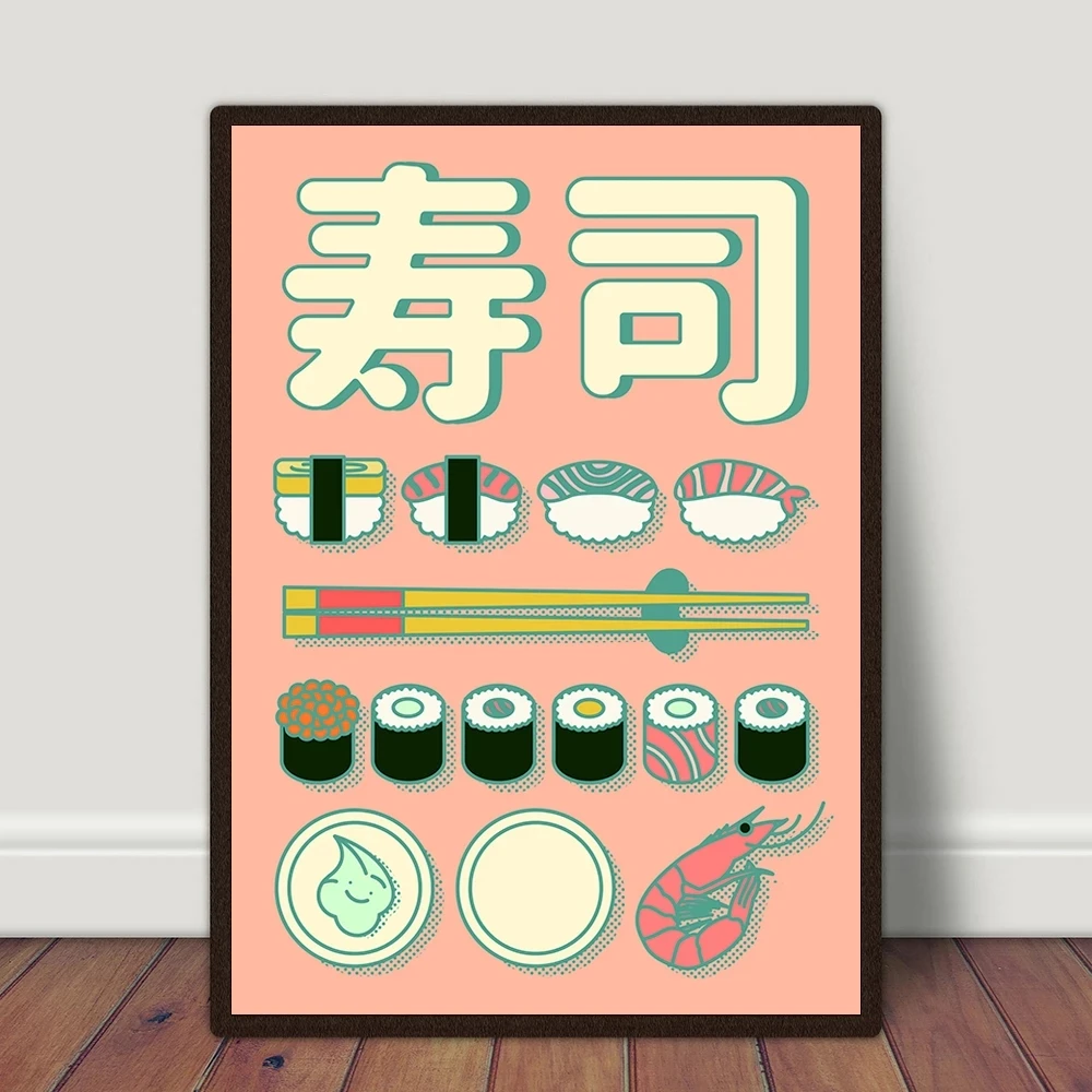 

Wall Art Pictures Canvas Sushi Maki Poster Home Decoration Japanese Food Modular Painting HD Kawaii Printed No Frame For Bedroom