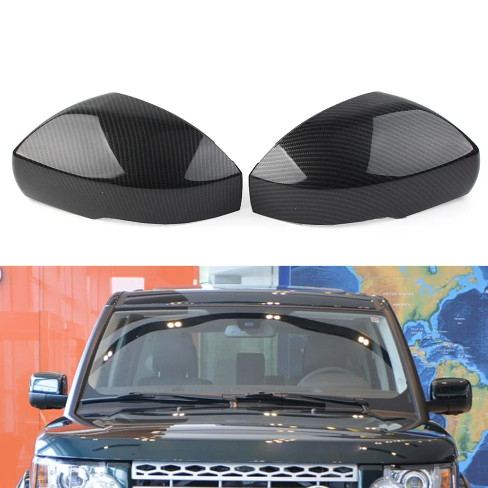 

1Pair Car Side Rear View Mirror Cover Cap Carbon Fiber Look For Land Rover LR4 LR5 Range Rover L405 Sport Vogue