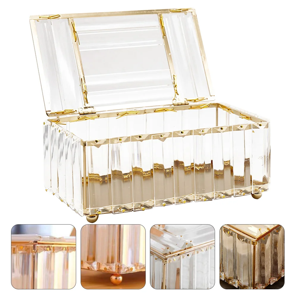 

1Pc Crystal Delicate Tissue Box Home Decorative Napkin Holder Golden White