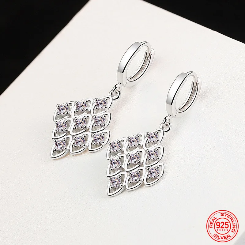

925 Sterling Silver Geometric Earrings For Women Fashion Jewelry