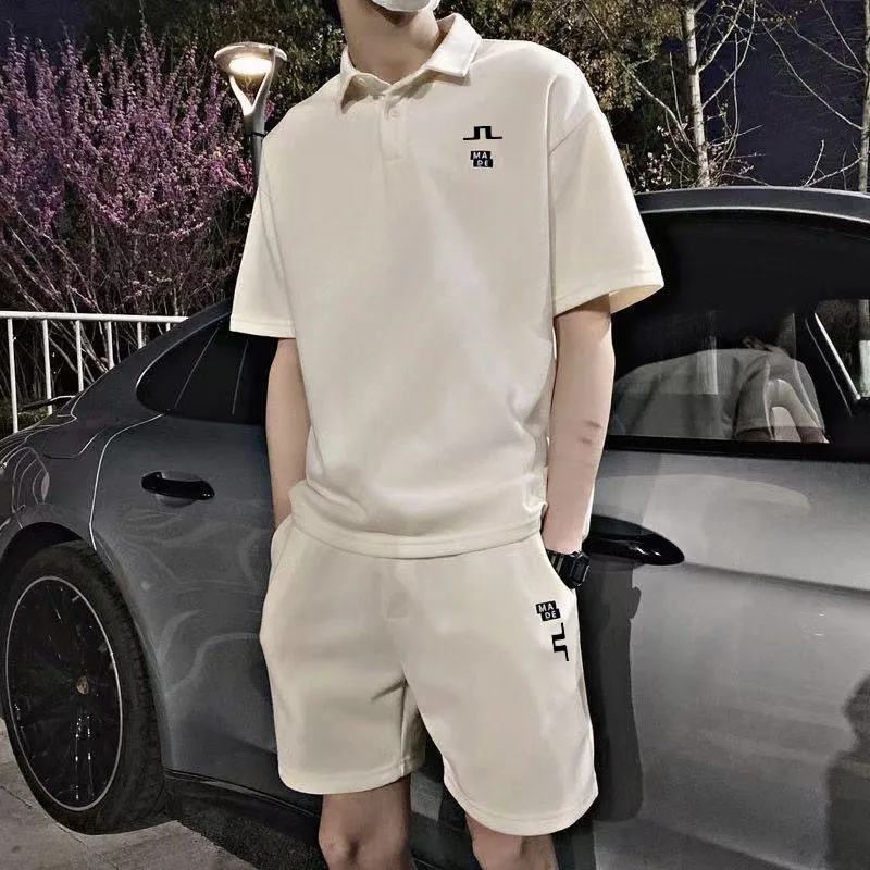 

골프웨어 남성 Golf Wear Men 2-piece set Summer Golf Wear 말본 Golf Suit Malbon Golf T-shirt Utaa Golf Shorts Suit Hooded Men Golf Wea