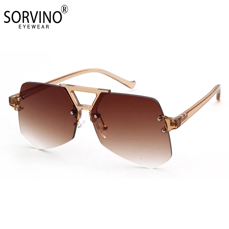 

Vintage Geometric Rimless Pilot Gray Ant Sunglasses Men High Quality Luxury Brand Retro Sunglasses Women Clear Lens Glasses Y15