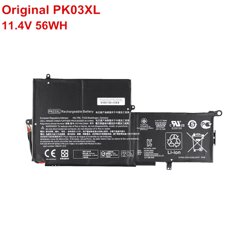 

Genuine OEM 6cell PK03XL Laptop Battery For HP Spectre Pro X360 13 G1 G2 HSTNN-DB6S TPN-Q157 789116-005 788237-2C1 11.4V 56WH