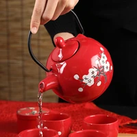 ceramics plum blossom teapot retro puer tea set kettle with screen strainer teaware services tea infuser home kitchen dining