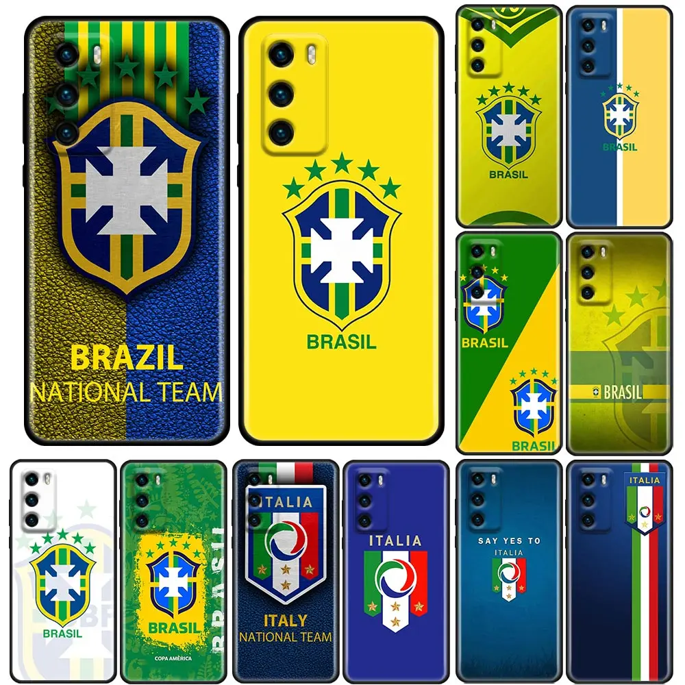 

Funda Coque Case for Huawei P10 P20 P30 P40 P50 P50E P Smart 2021 Pro Lite 5G Plus Case Flag Of Brazilian Italian Football Team