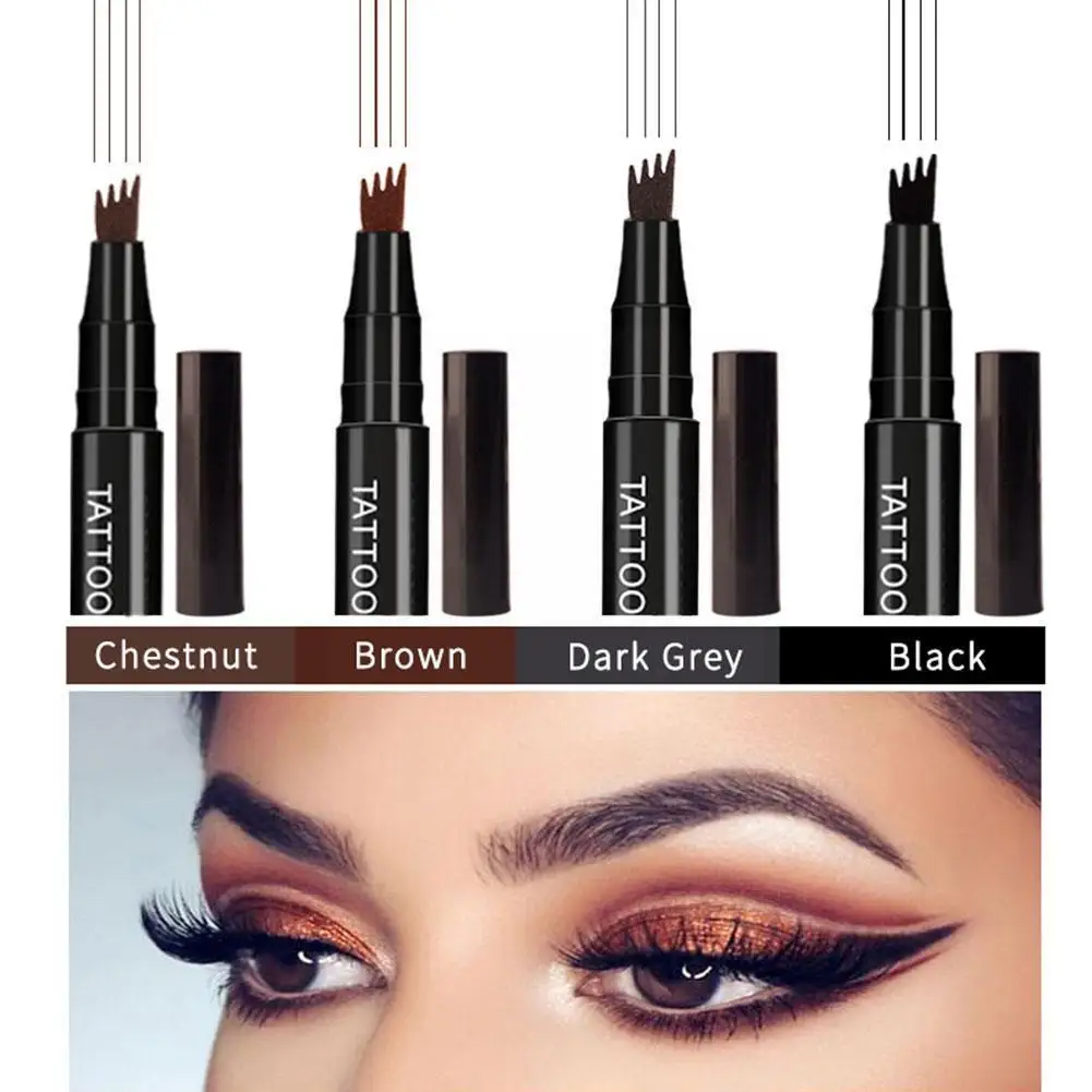 

4 Points Eyebrow Tattoo Pen 4 Colors Waterproof Long Microblade Brow Pencil Natural Lasting Byebrow Liquid Enhance Eye K1K4