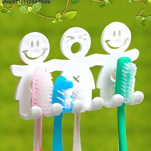

Smile Face Bathroom Kitchen Toothbrush Towel Holder Rack Wall Sucker Hook Stand Bathroom Storage Holder Cute Kids Shape Hold