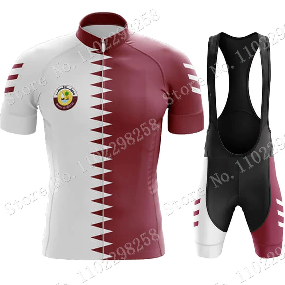 

Qatar National Team Cycling Jersey 2023 Set Summer Bicycle Clothing Road Bike Shirts Suit Bicycle Bib Shorts MTB Ropa Maillot
