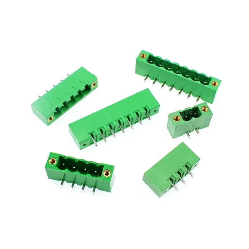 1000pcs/lot 2EDGKM/VM/RM 5.08mm Plug-in Green Terminal with Flange Straight Pin Bending Fixed PCB Wiring Plug 2P-12P