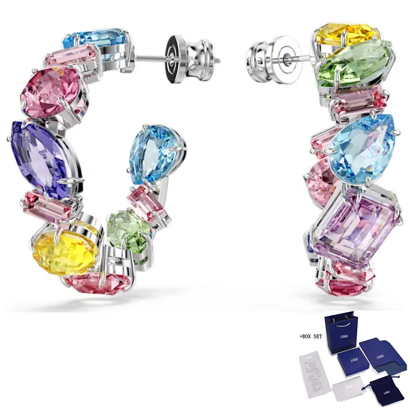 Gema Асимметричные Большие Серьги Смешанной Огранки Комплект Колец Романтический