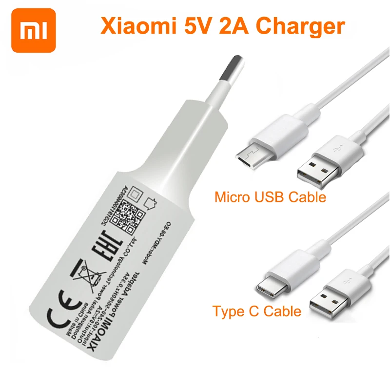 

Original Xiaomi Redmi 7A Charger 5V 2A Type C Micro USB Data Cable For Xiaomi Mi 8 9 SE lite A2 Mix 2 2s Redmi 4X Note 5 4 X