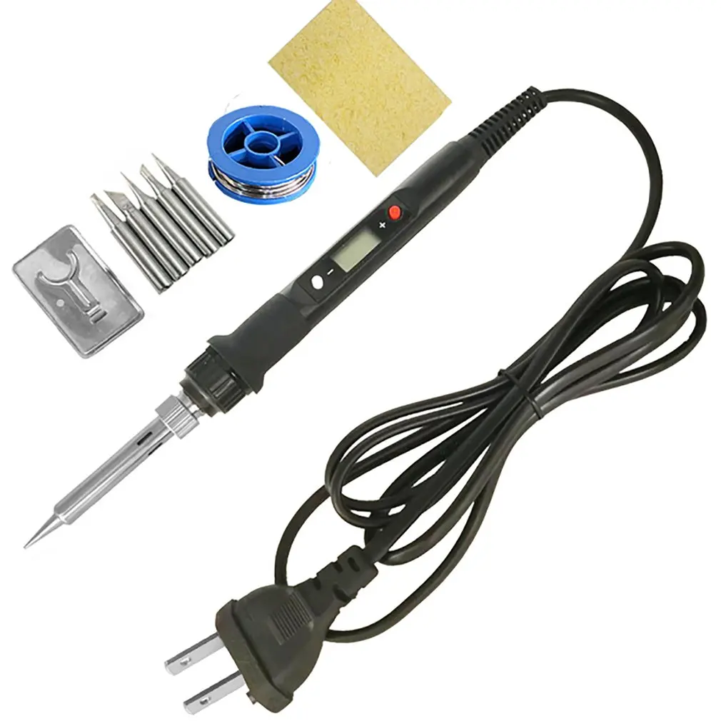 

9pcs Soldering Iron Kit Set Temperature Adjustable 110V Welding Tool Ceramic Heater 80W Digital Electric Soldering Set