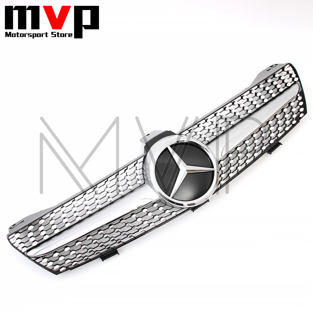 Фото Гоночная решетка в стиле Silver Diamonds с хромированной 3D-эмблемой звезды для Mercedes Benz CLS W219 2005-2008 CLS350 CLS550 CLS63 AMG №3